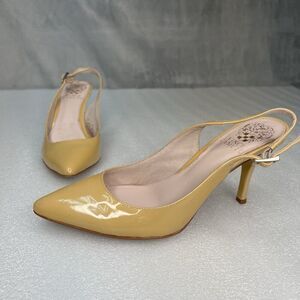 Vince Camuto‎ Pointed Toe Slingback Patent Leather Sandals US 7M Yellowish